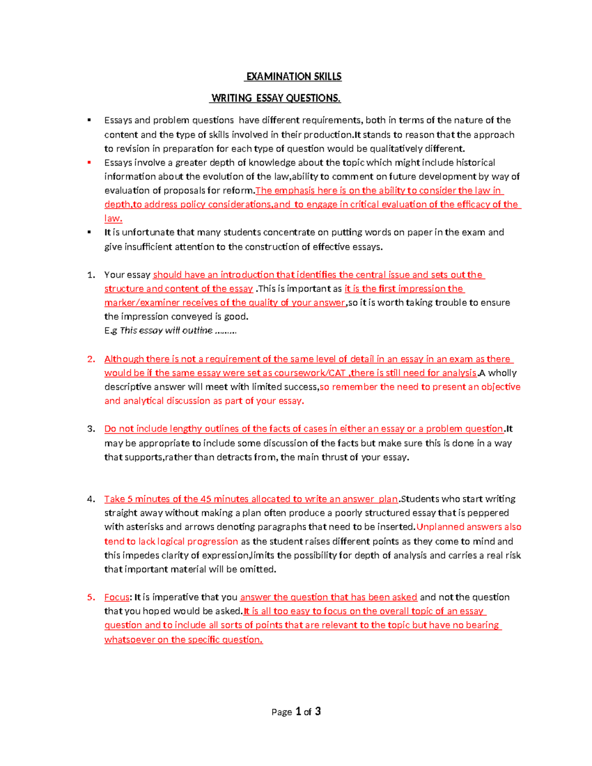 WEEK122 Writingexamessays - EXAMINATION SKILLS WRITING ESSAY QUESTIONS ...