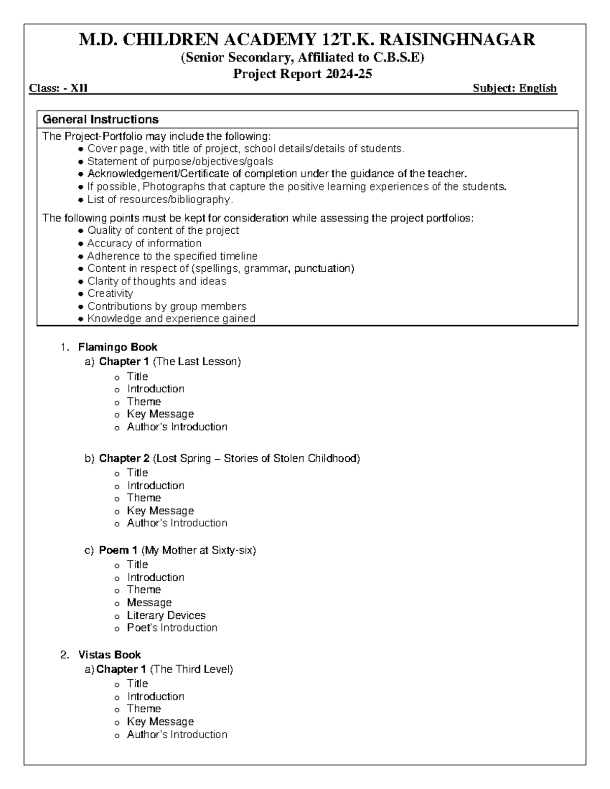 Project File 12th English - M. CHILDREN ACADEMY 12T. RAISINGHNAGAR ...