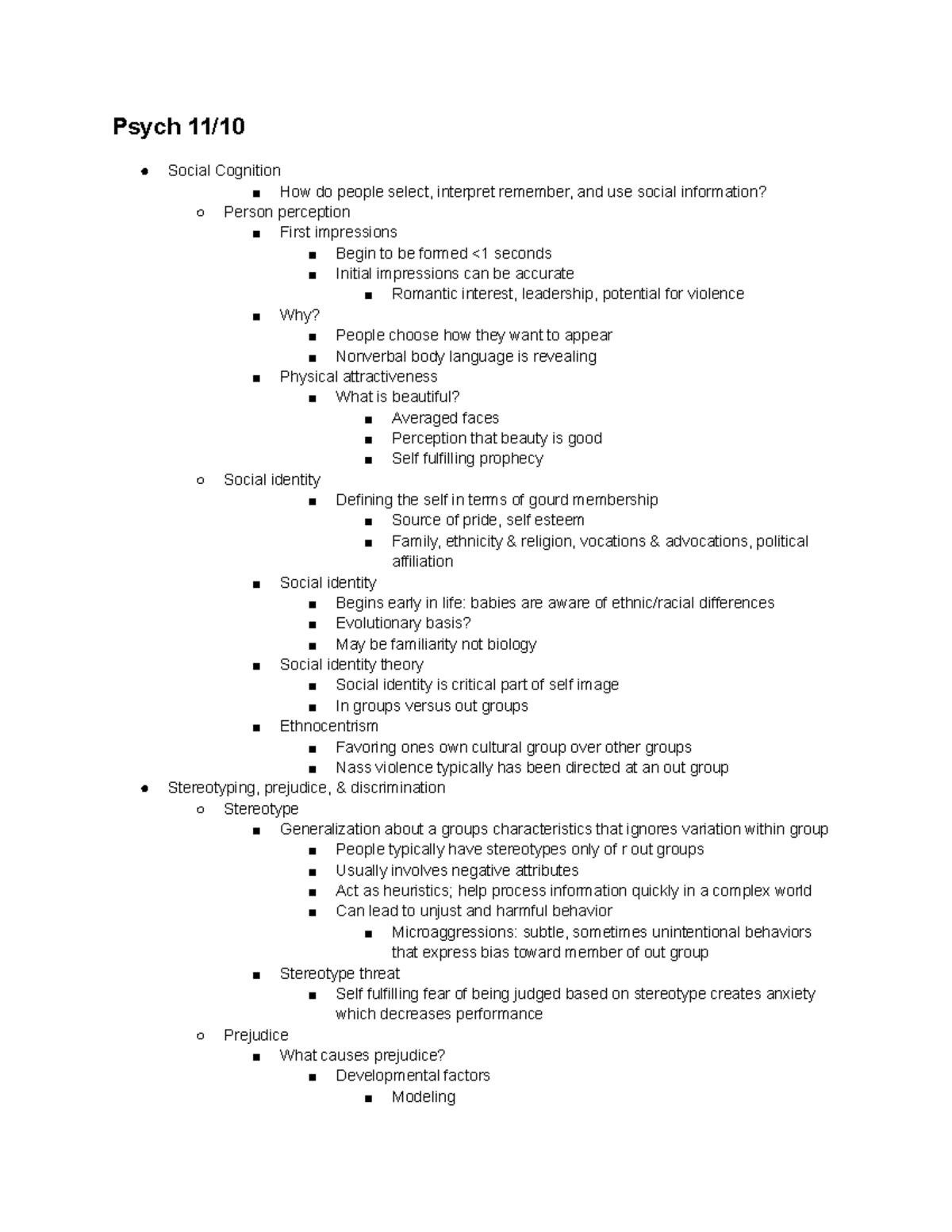 Psych Notes 11 10 - Psych 11/ Social Cognition How do people select ...