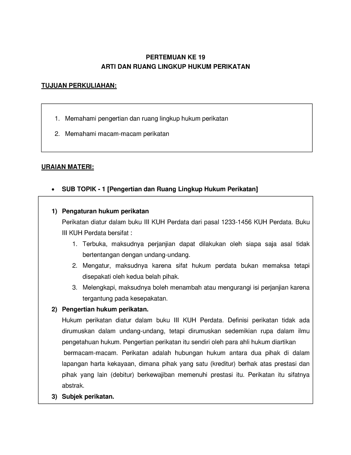 Pertemuan KE 19 ARTI DAN Ruang Lingkup Hukum Perikatan - PERTEMUAN KE ...