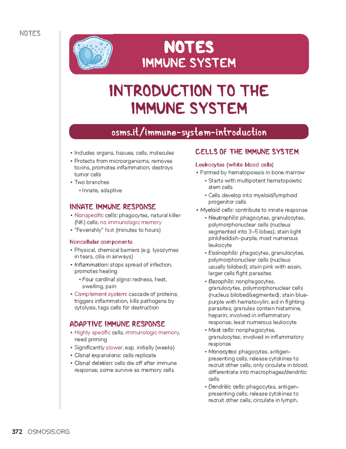 Immune System - Tugas - NOTES Includes Organs, Tissues, Cells ...