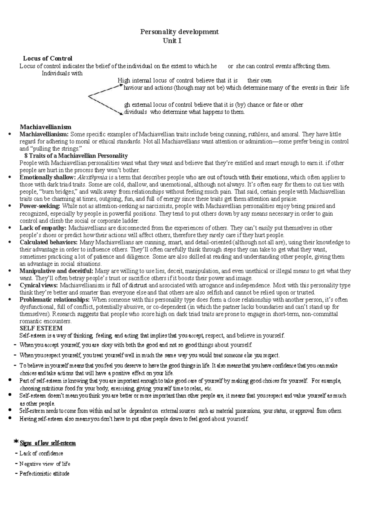 Personality Developement - Personality development Unit I Locus of ...