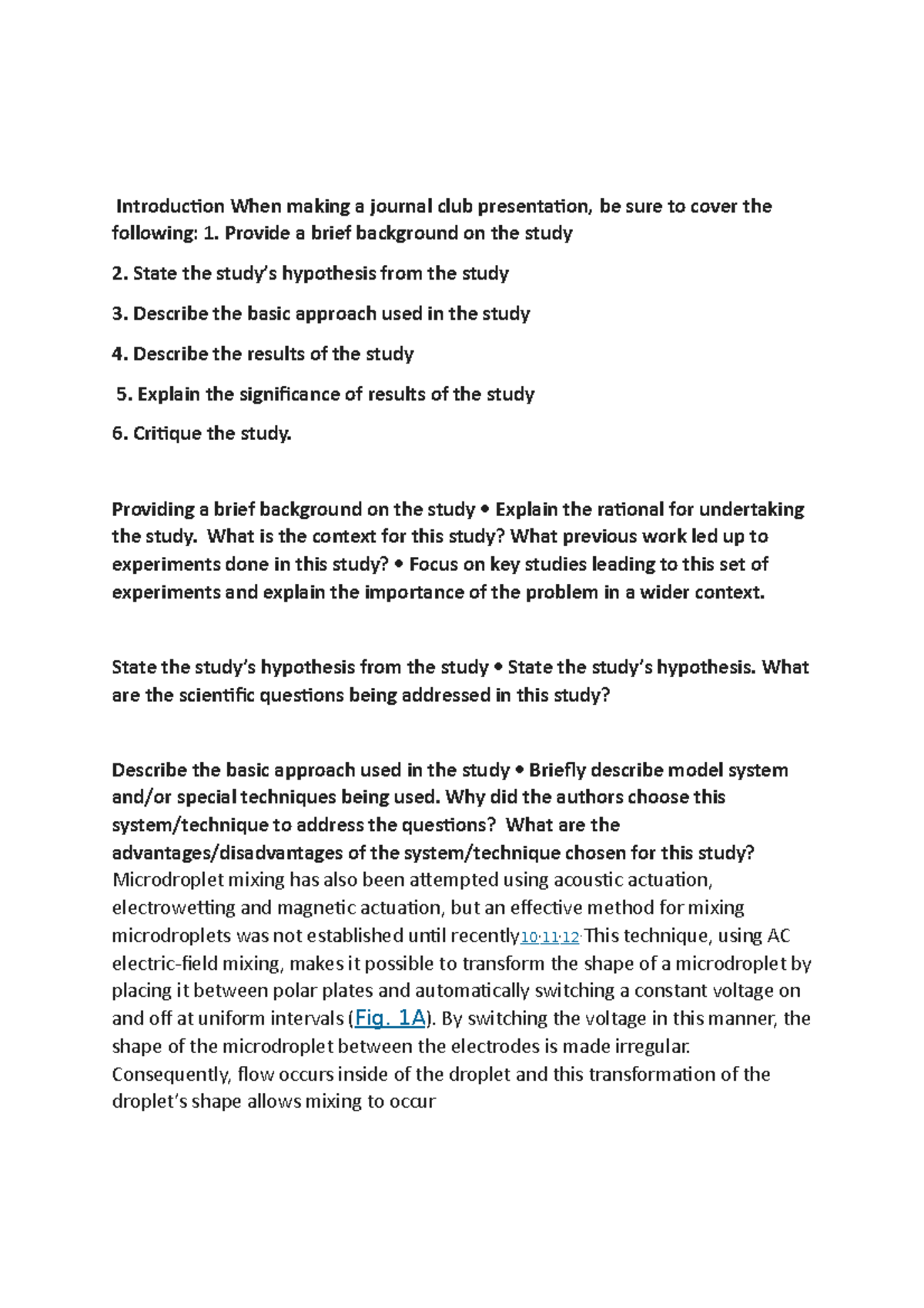 Introduction When making a journal club presentation - Provide a brief ...