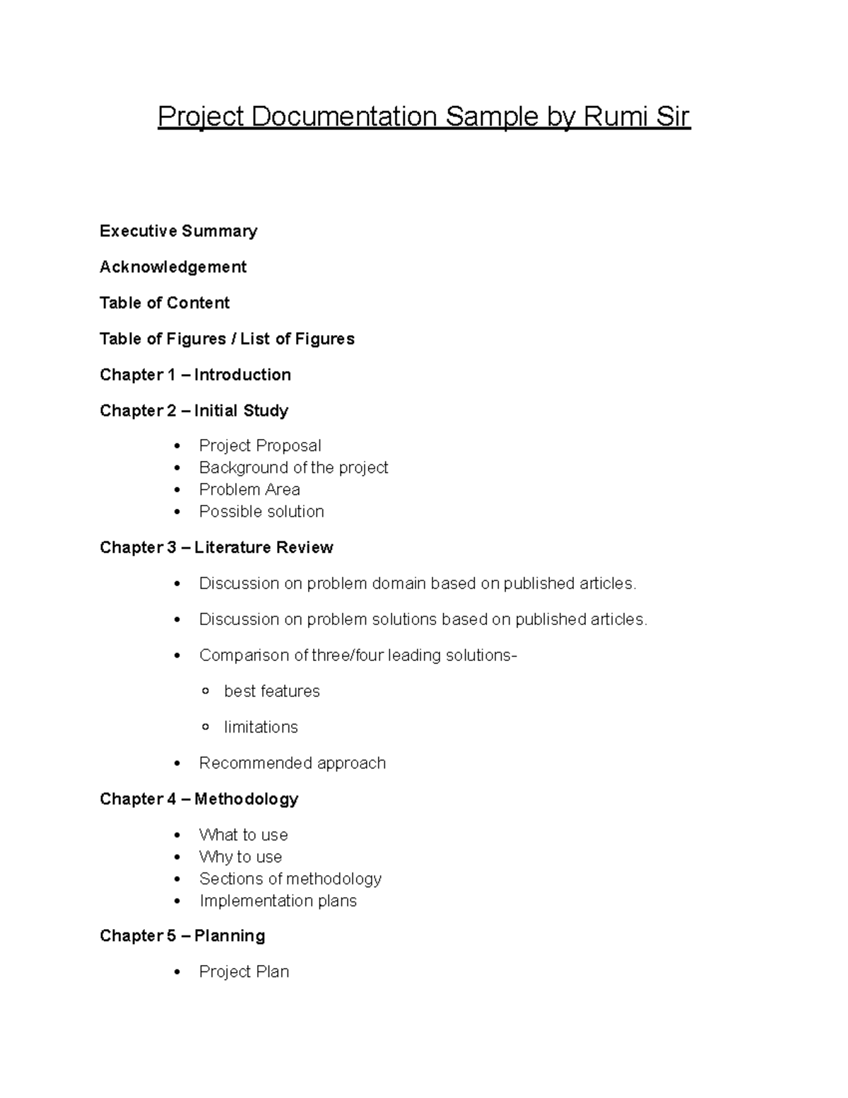 Project Documentation Contents - Project Documentation Sample by Rumi ...