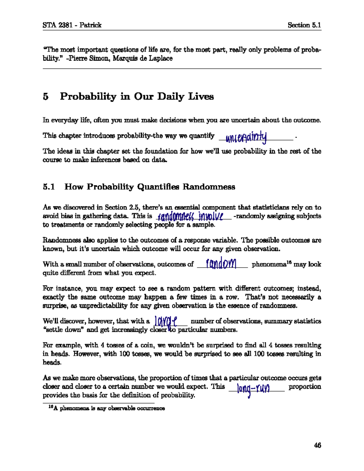 Chapter+5 - Lecture notes - uncertainty randomness involve random ...