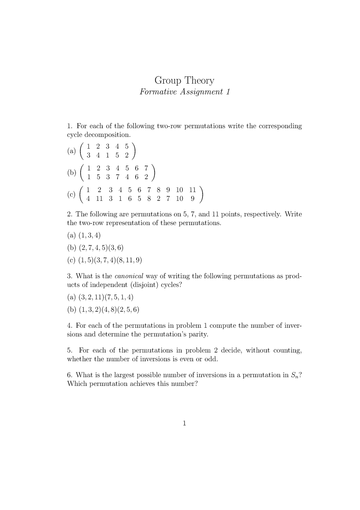 assignment group problem