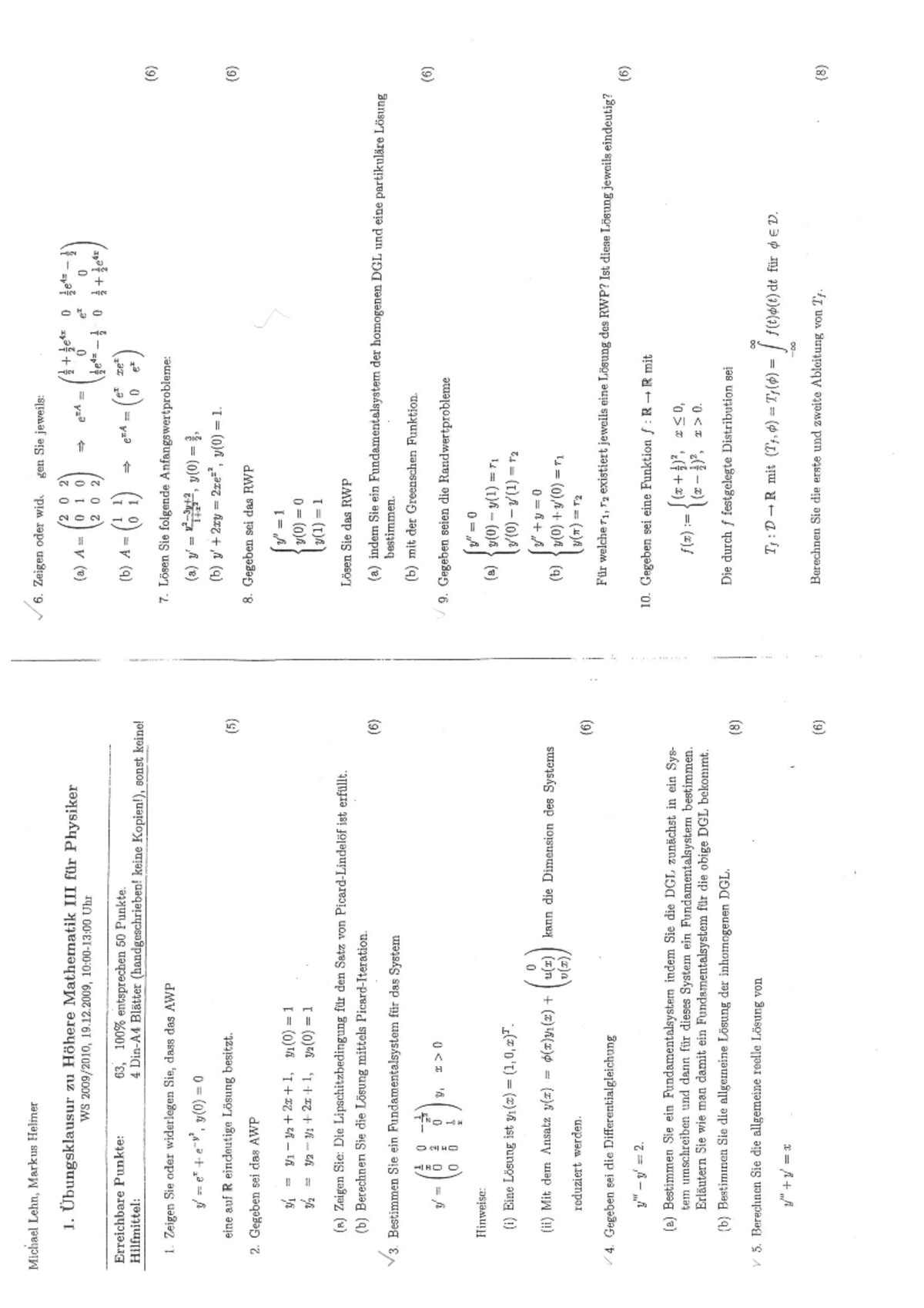 L”sungen š WS 09-10 Physiker - Höhere Mathematik 3 Für Physiker ...