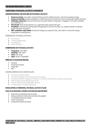 P.E Exam Revision Unit 1 - CHAPTER 2: STRUCTURE AND FUNCTION OF THE ...