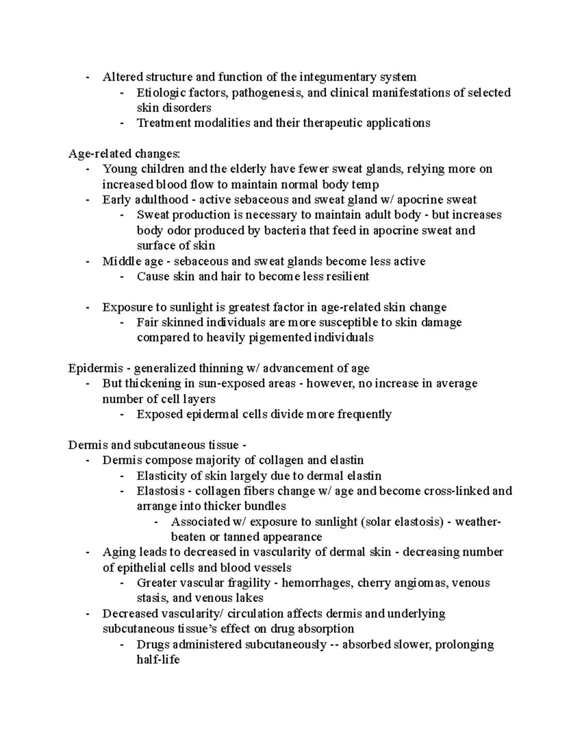Ch 53 Integumentary System (2) Altered structure and function of