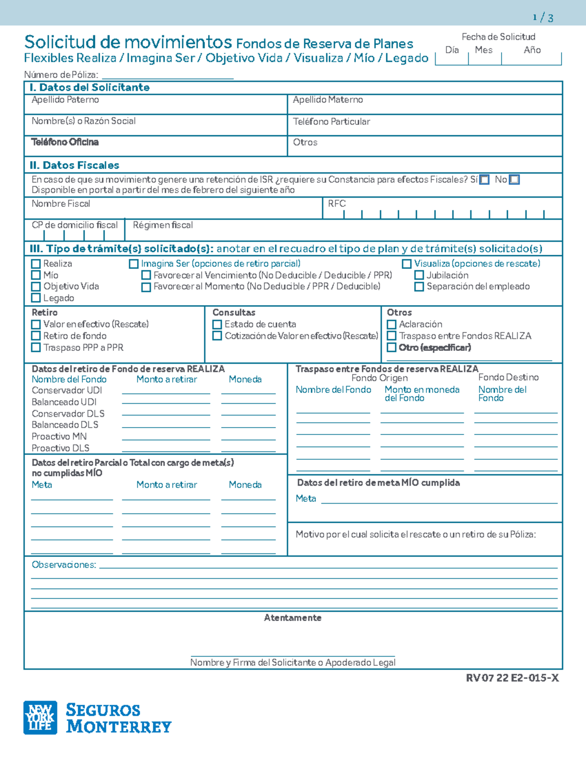 Formato Fondo y Valores Planes Flexibles Rellenable - 1 / 3 Solicitud ...