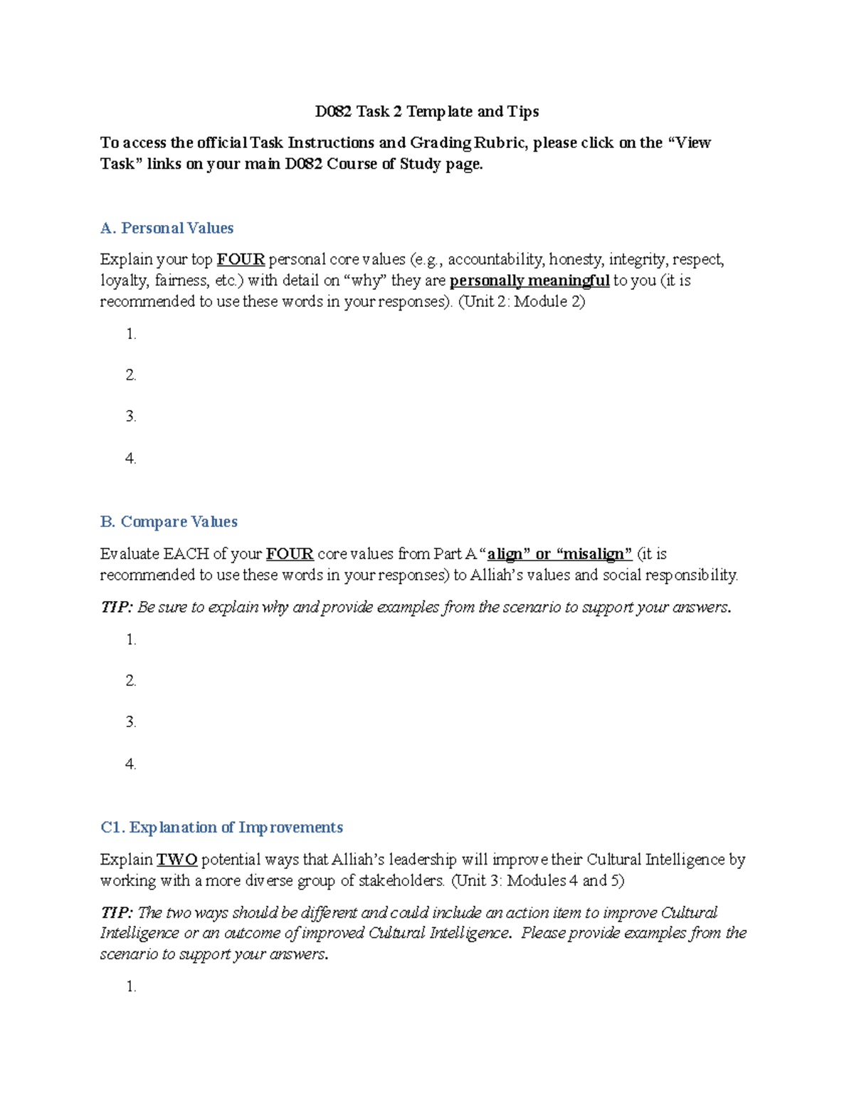 D082 Task 2 Template And Tips 0123 - D082 Task 2 Template And Tips To ...