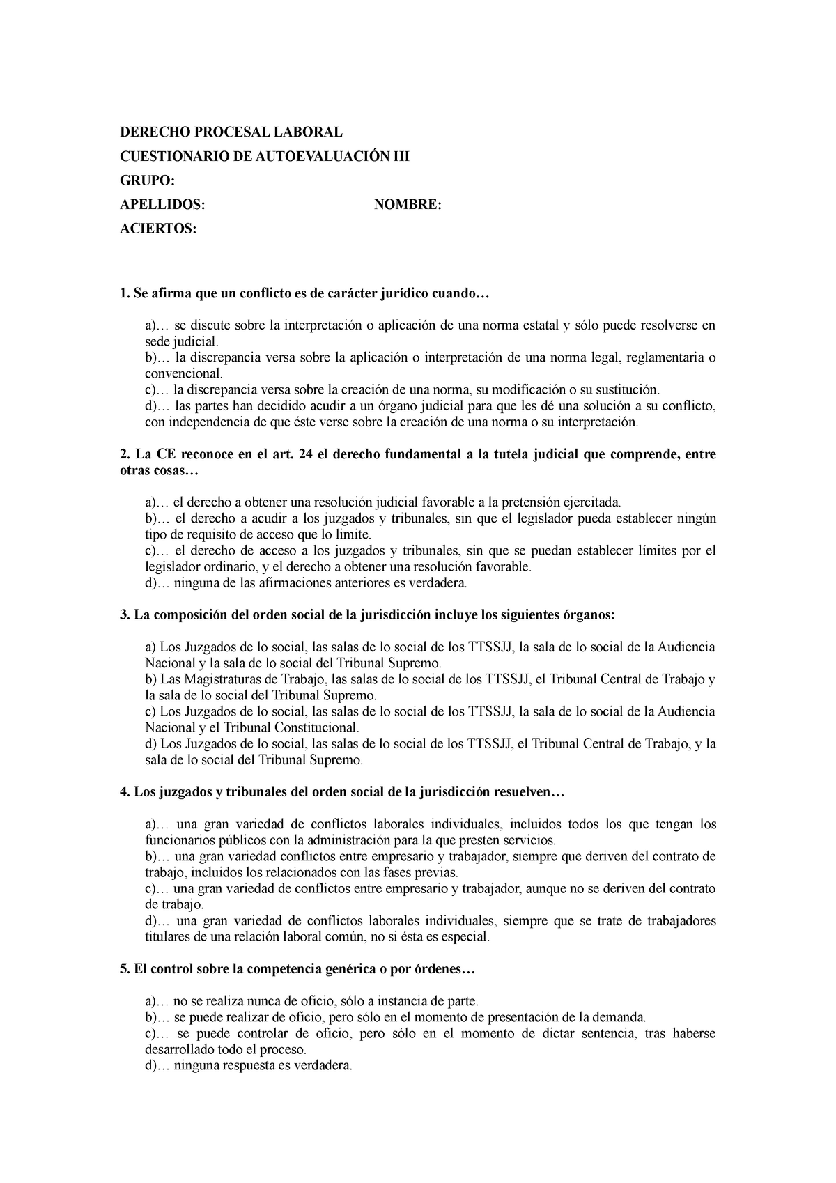 Cuestionariorepaso Cuestionario Repaso Derecho Procesal Laboral