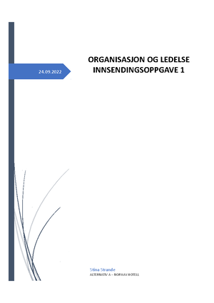 Eksamen 6336 Organisasjon Og Ledelse - Organisasjon Og Ledelse ...