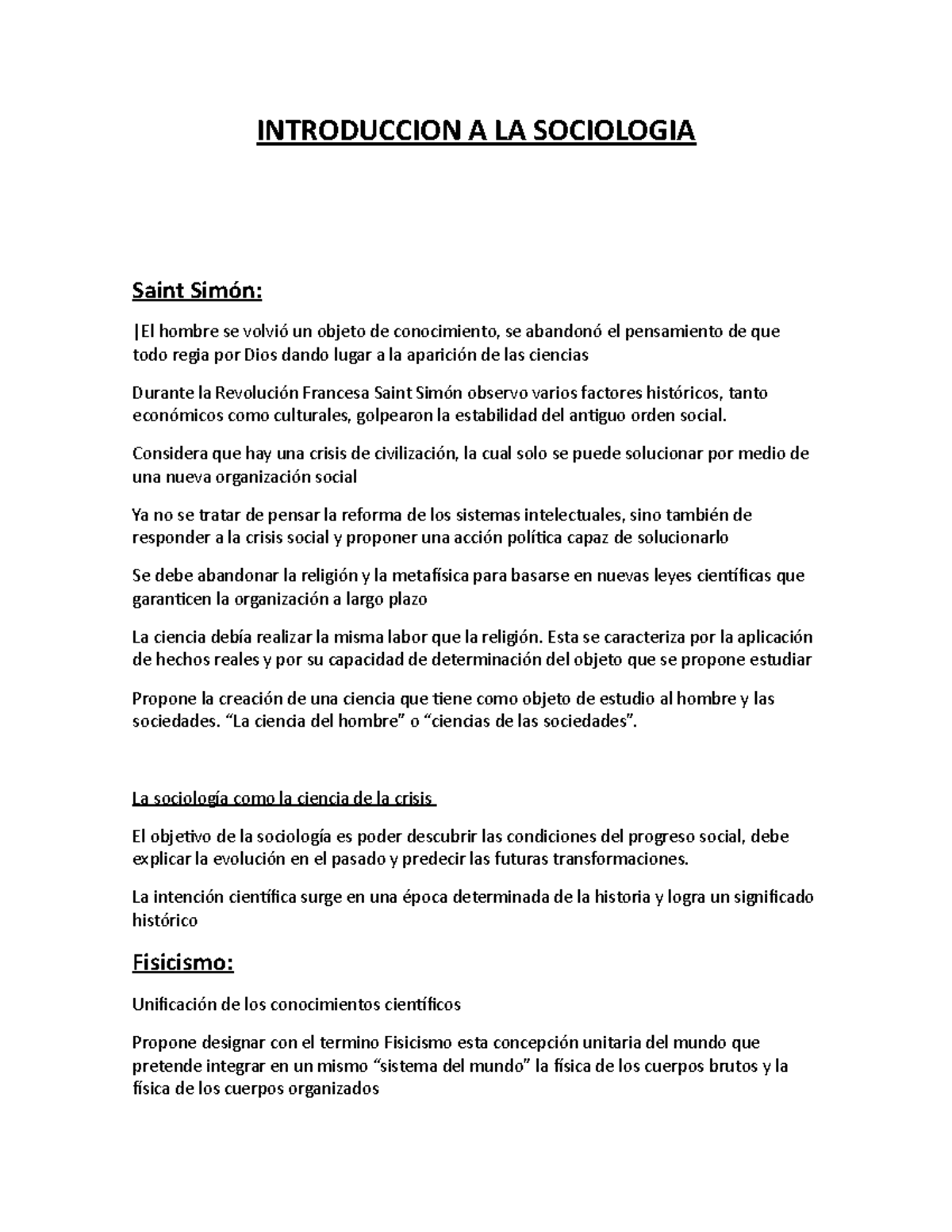 Introduccion A LA Sociologia - INTRODUCCION A LA SOCIOLOGIA Saint Simón ...