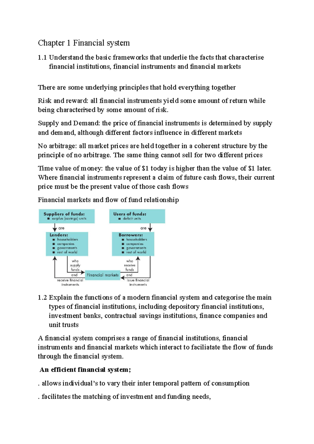 Financial Instituitons chapter 1 - Chapter 1 Financial system 1 ...