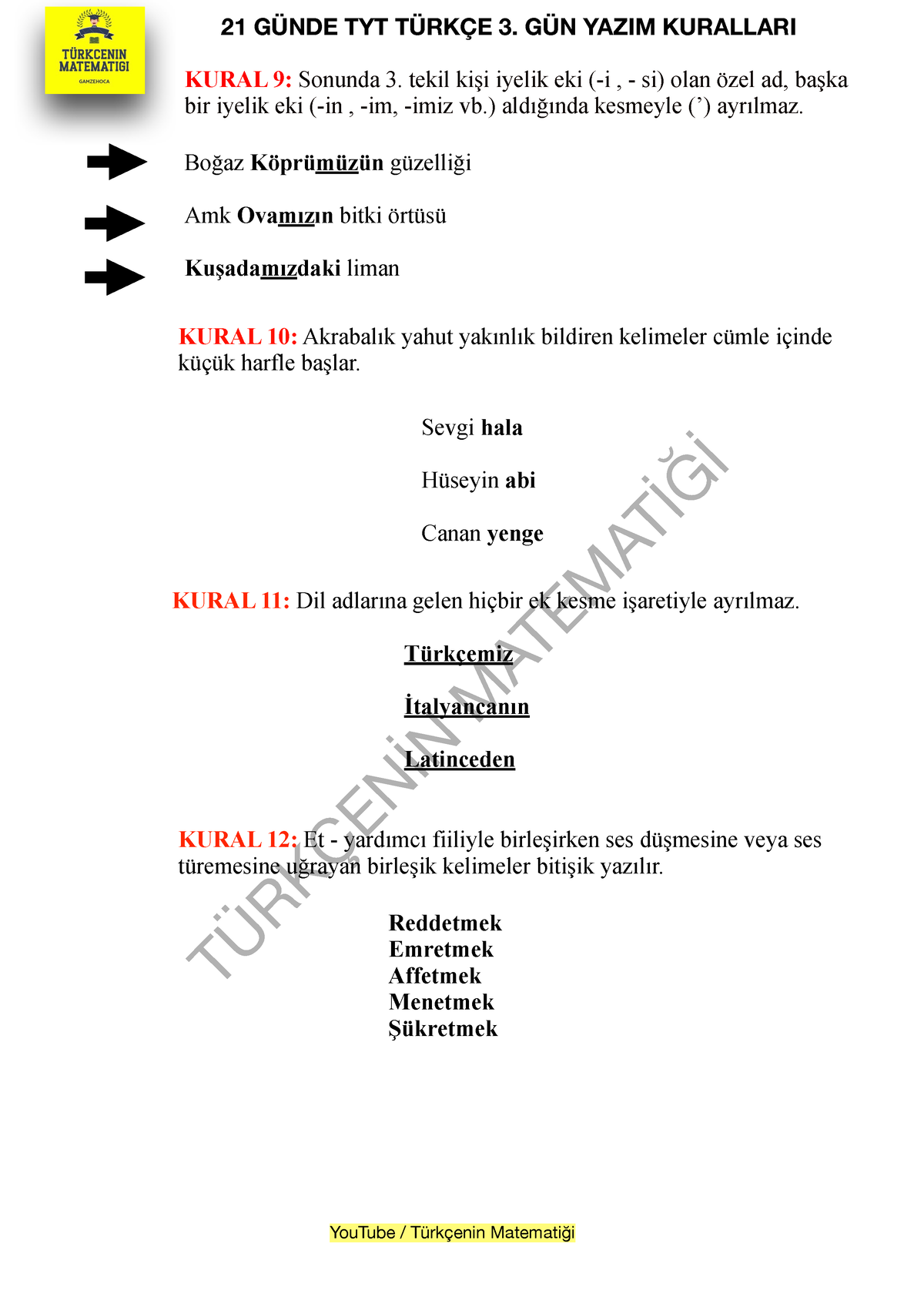 Yazim Kurallari 3. GÜN PDF - TÜRKÇEN İ N MATEMAT İĞİ 21 GÜNDE TYT ...