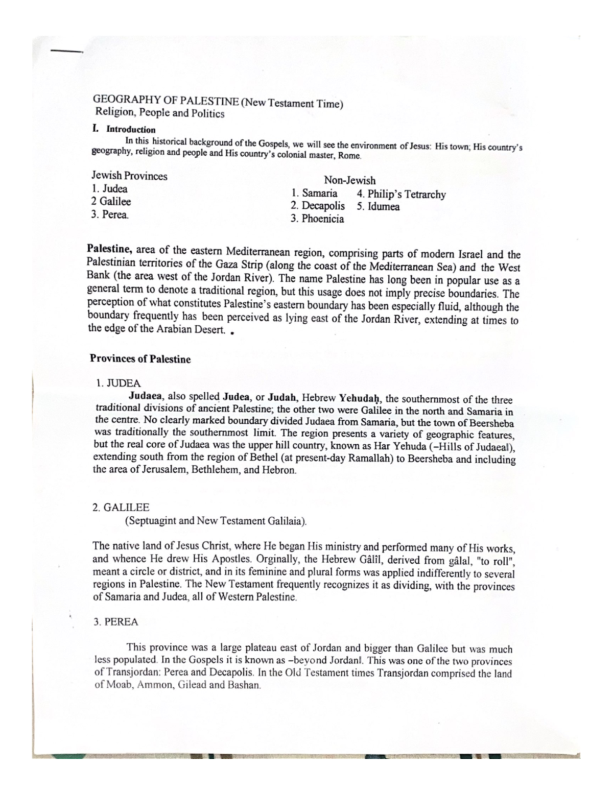 Geography OF Palestine New Testament Time - Accountancy - Studocu