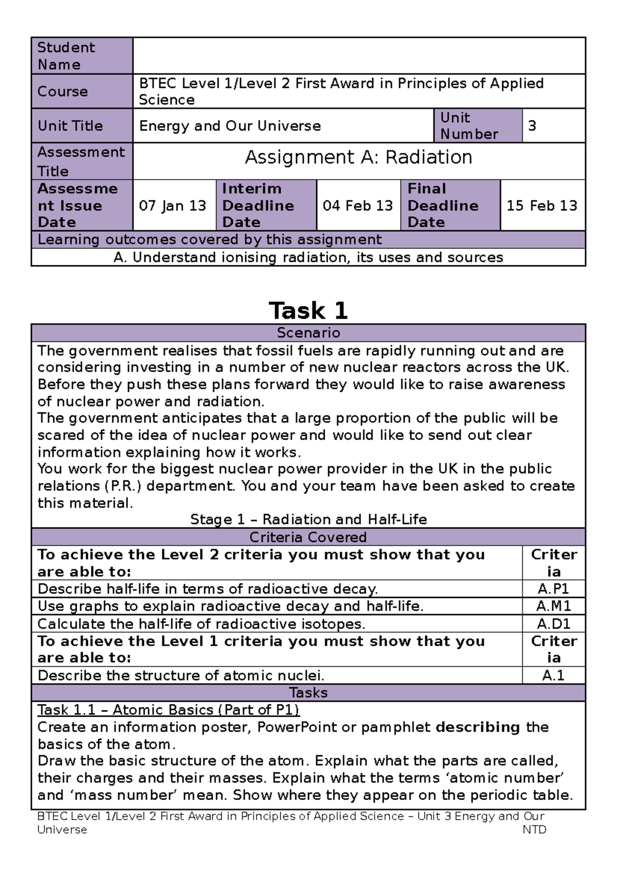 btec applied science level 3 unit 2 assignment d