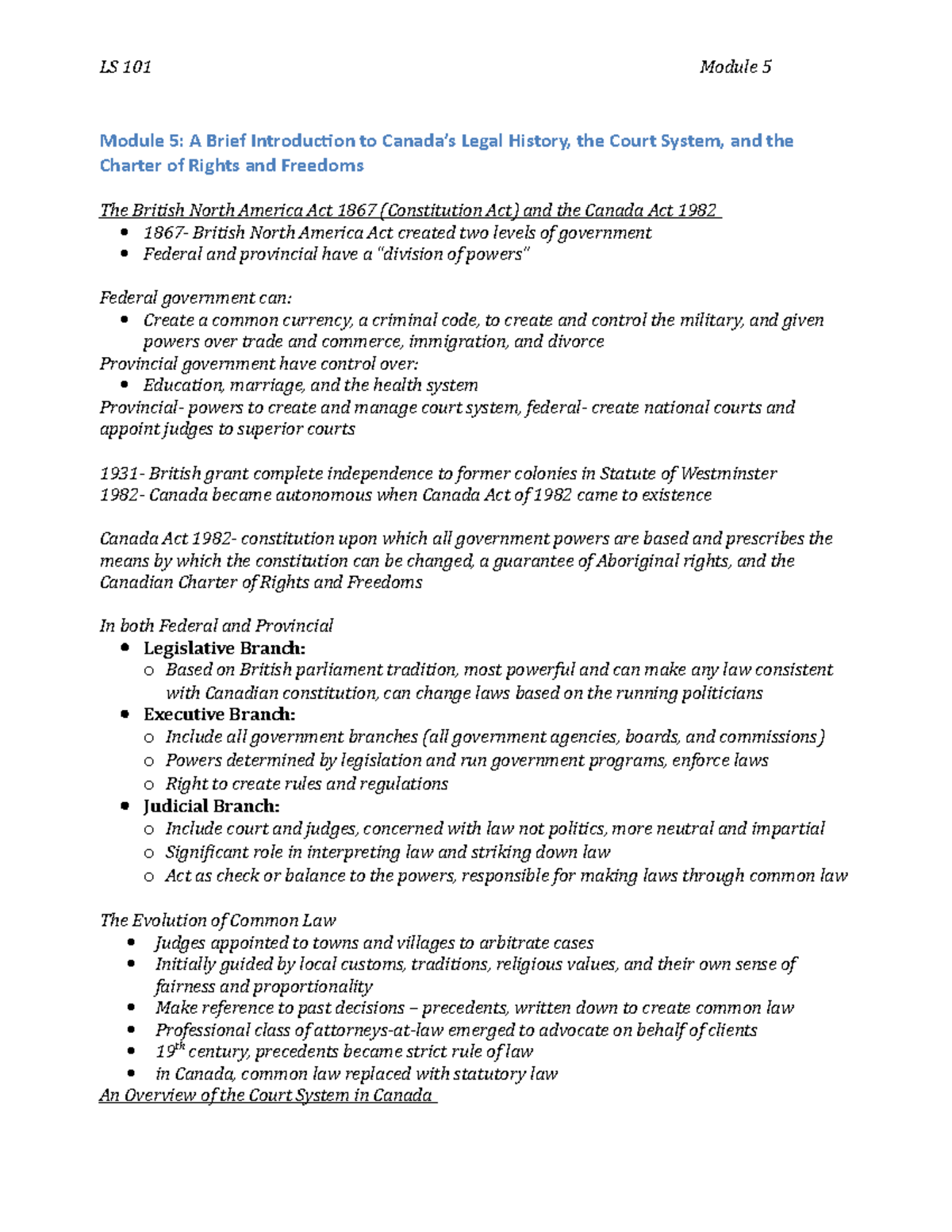 LS 101 - Module 5 Notes - LS 101 Module 5 Module 5: A Brief ...