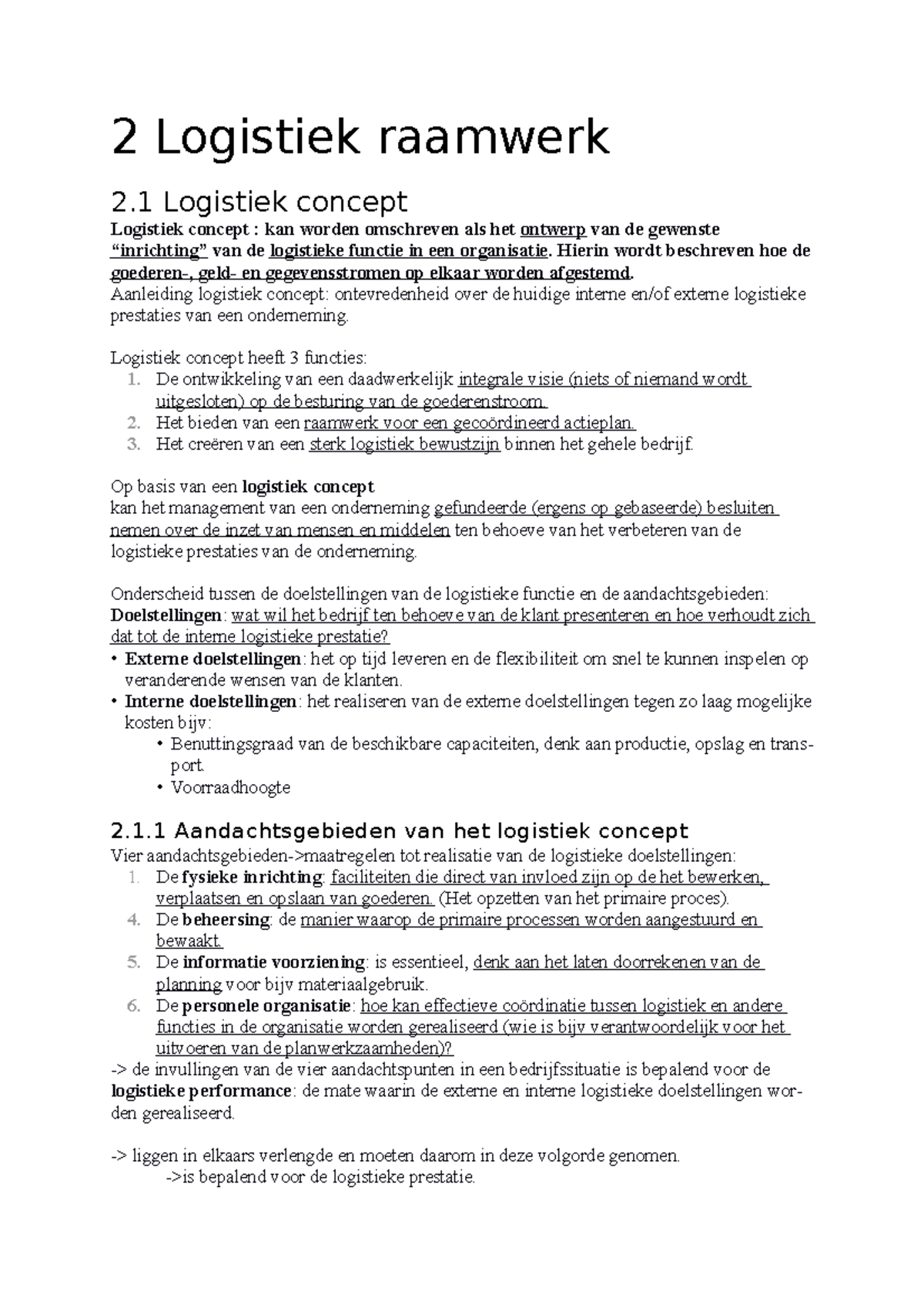 Samenvatting Logistiek H1,2,4 En 8 - 2 Logistiek Raamwerk 2 Logistiek ...