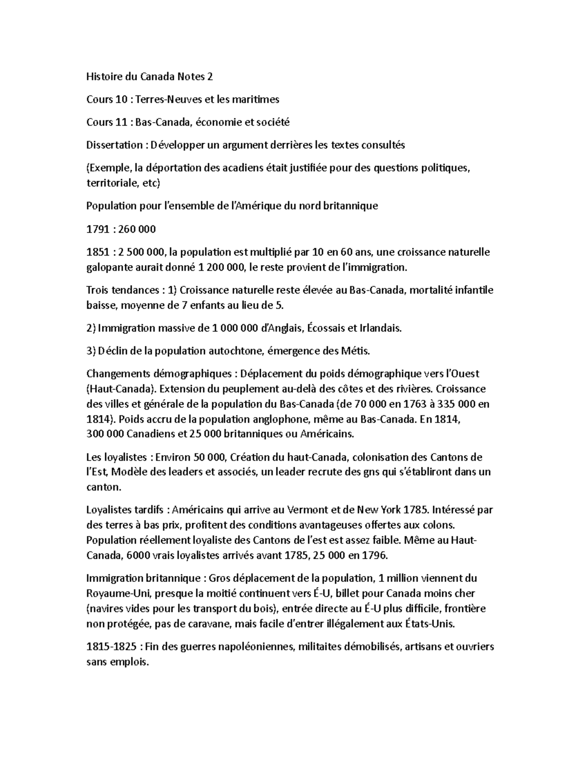 Notes 2 - Histoire du Canada Notes 2 Cours 10 : Terres-Neuves et les ...