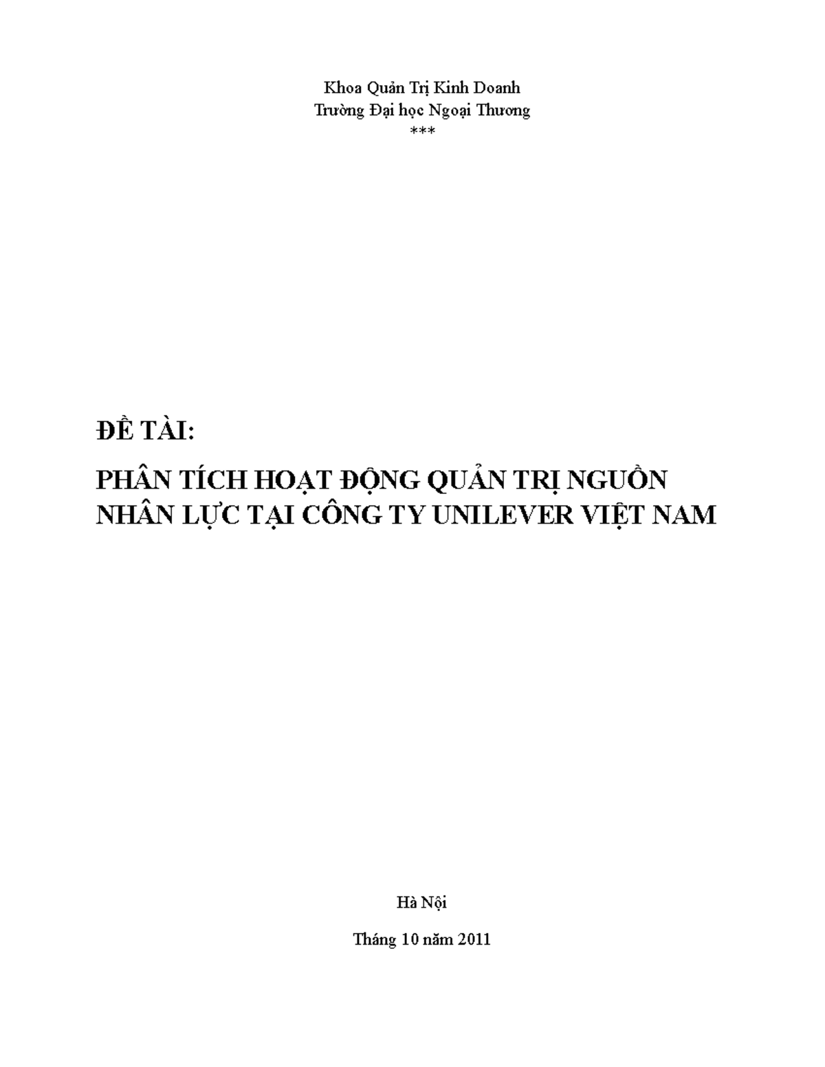 Unilver - Tổng hợp - KTPT - Khoa Quản Trị Kinh Doanh Trường Đại học ...