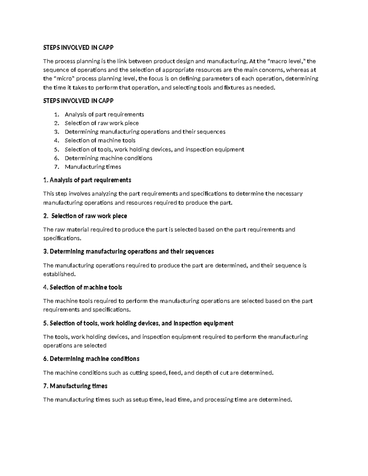 Scratch CAD STEPS INVOLVED IN CAPP The process planning is the link
