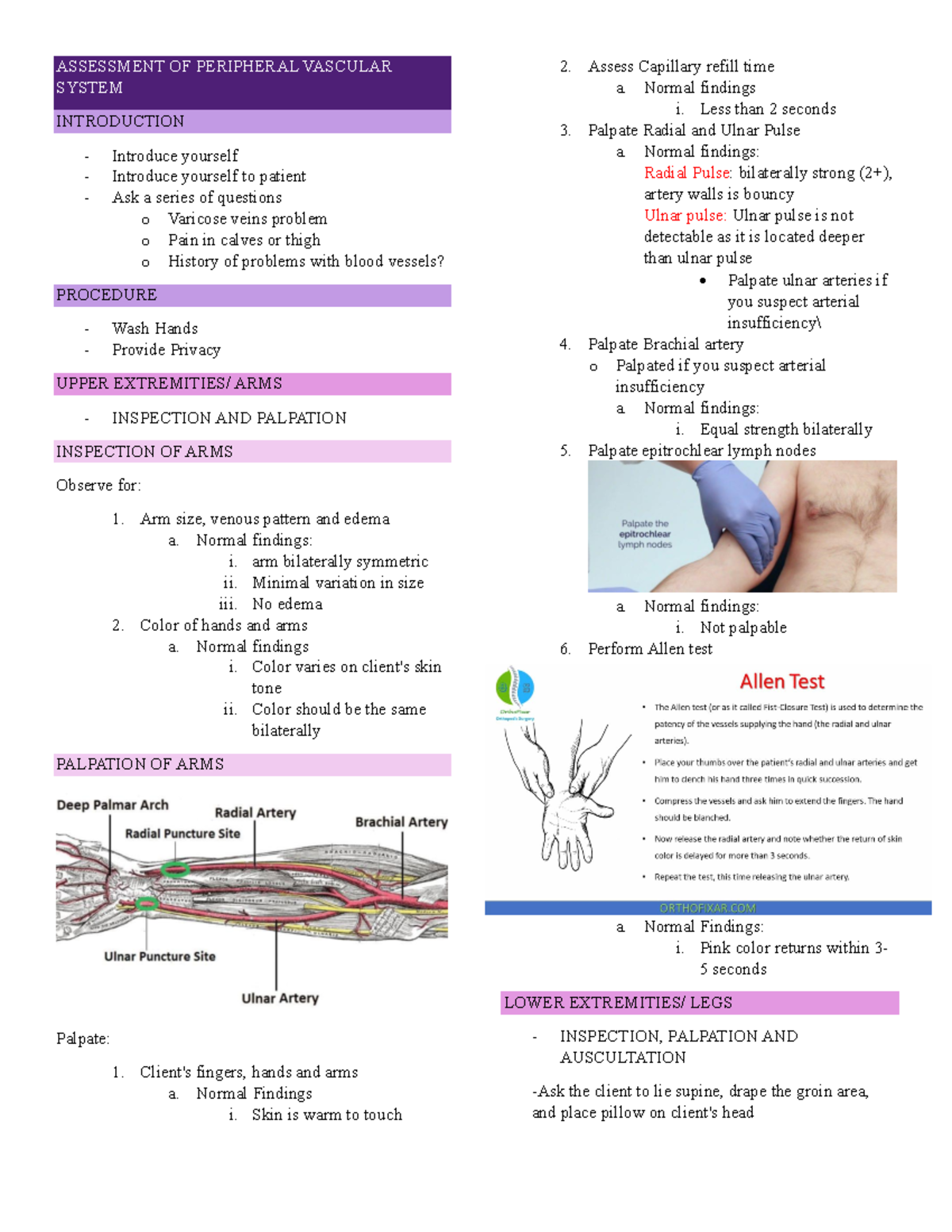 Assessment OF Peripheral Vascular System - ASSESSMENT OF PERIPHERAL ...