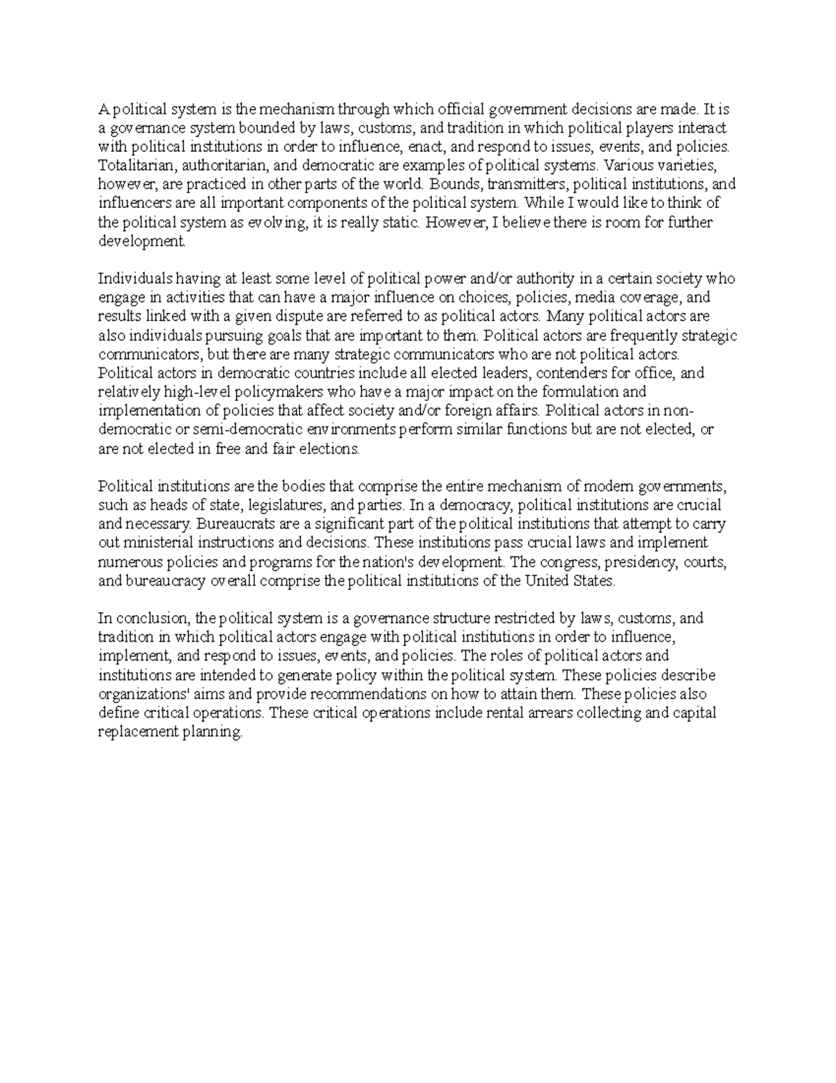 Political systems - It is a governance system bounded by laws, customs ...