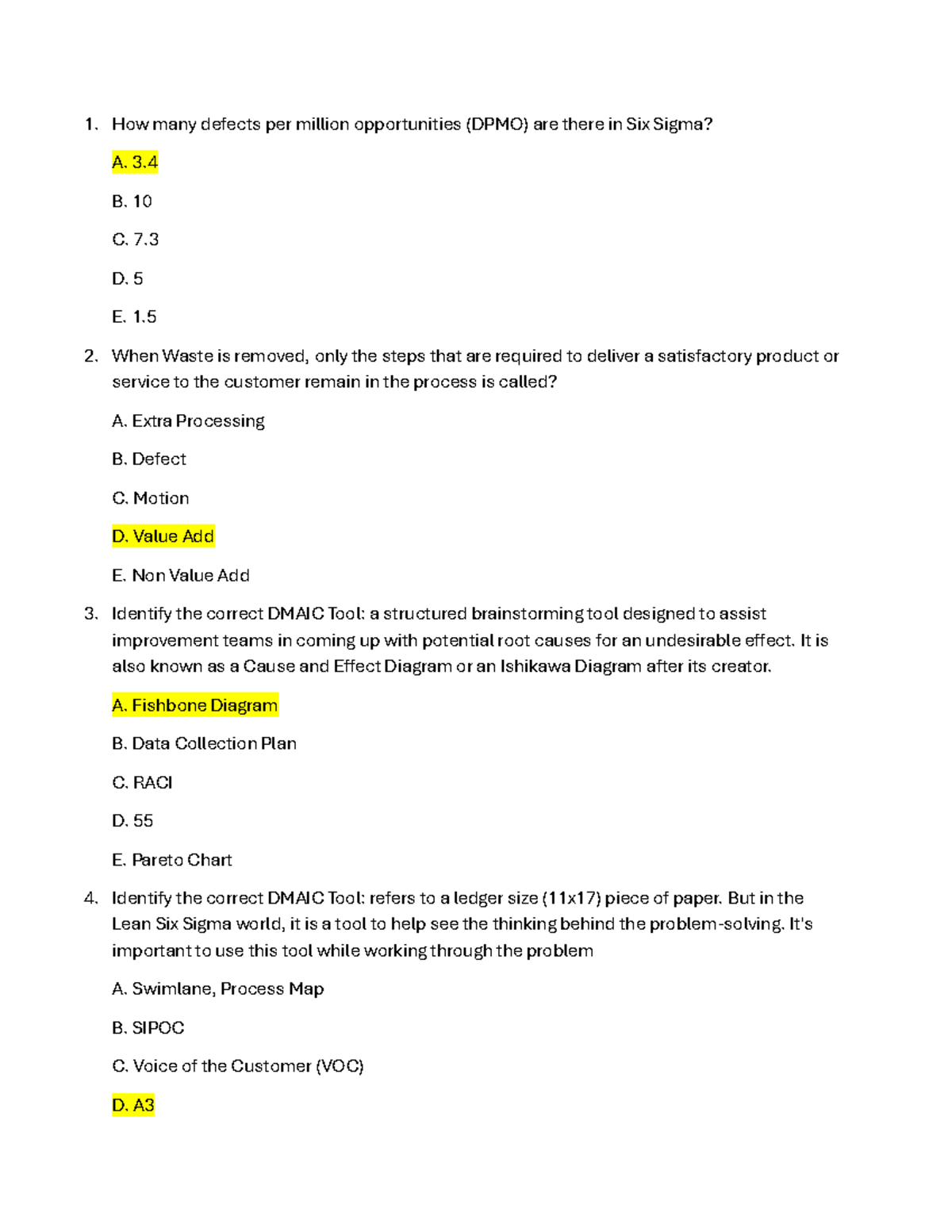 Exam Assignment - exam questions - How many defects per million ...