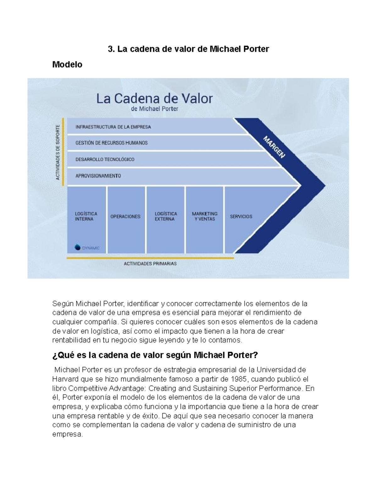 Guía de aprendizaje 5 - Ejercicio - 3. La cadena de valor de Michael ...