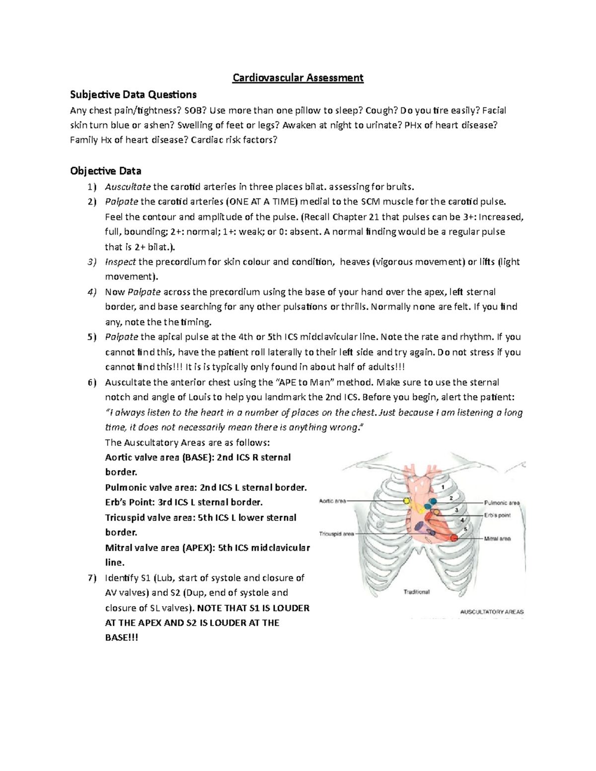 107 Assessments - Cardiovascular Assessment Subjective Data Questions ...