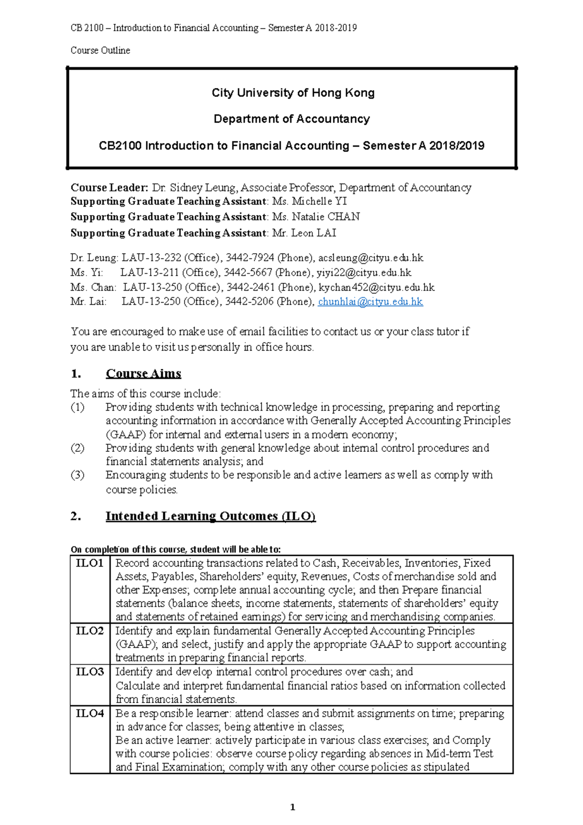CB2100 2018-19 (Sem A) Course outline - Course Outline City University ...