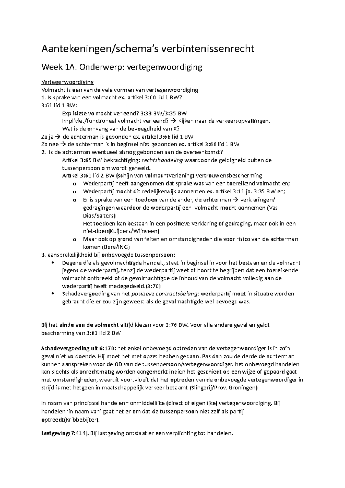 Aantekeningen En Schema's Burgerlijk Recht 2 - Aantekeningen/schema’s ...