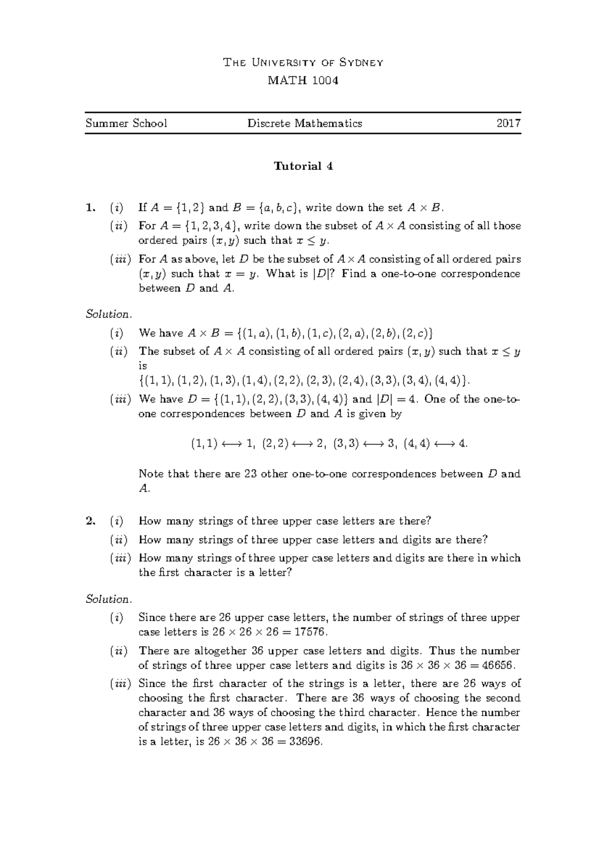 Tut04s - Lecture notes 3 - The University of Sydney MATH 1004 Summer ...