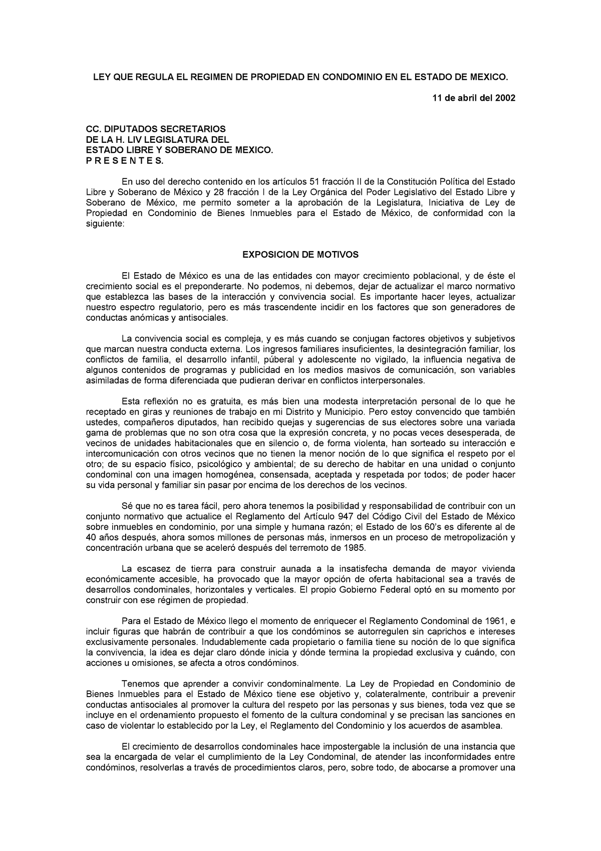 Ley Que Regula El Regimen De Propiedad En Condominio En El Estado De Mexico Ley Que Regula El 0488