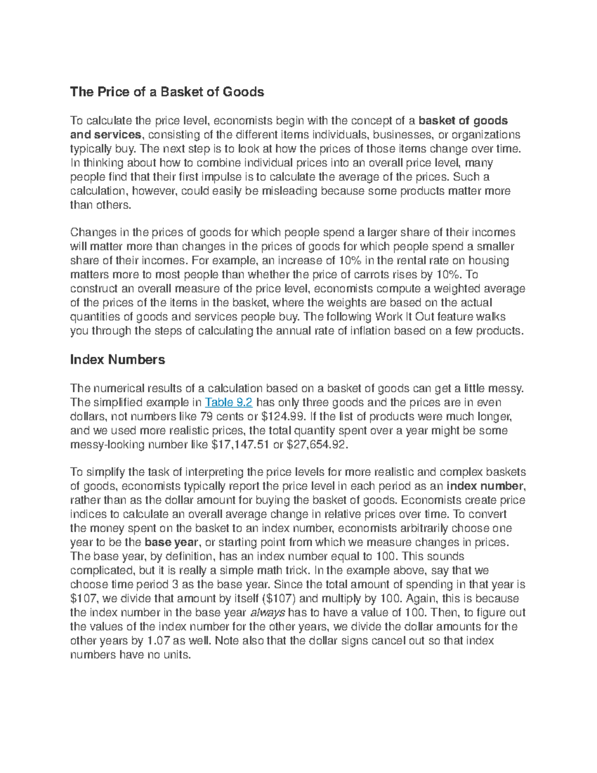 Econ 2 inflation notes The Price of a Basket of Goods To calculate