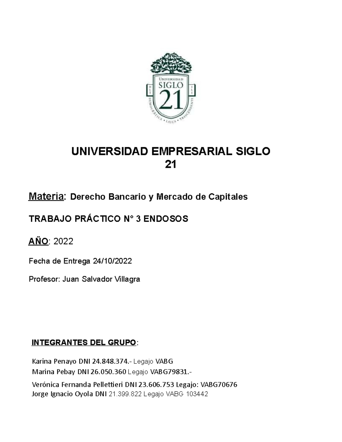 Tp3241022derecho Bancario 1 Universidad Empresarial Siglo 21 Materia Derecho Bancario Y 0961