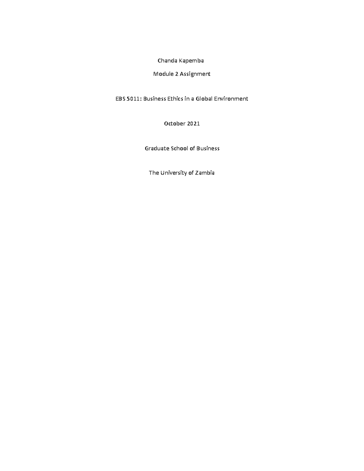 Module 2 Assignment - Business Ethics in a Global Environment - Chanda ...