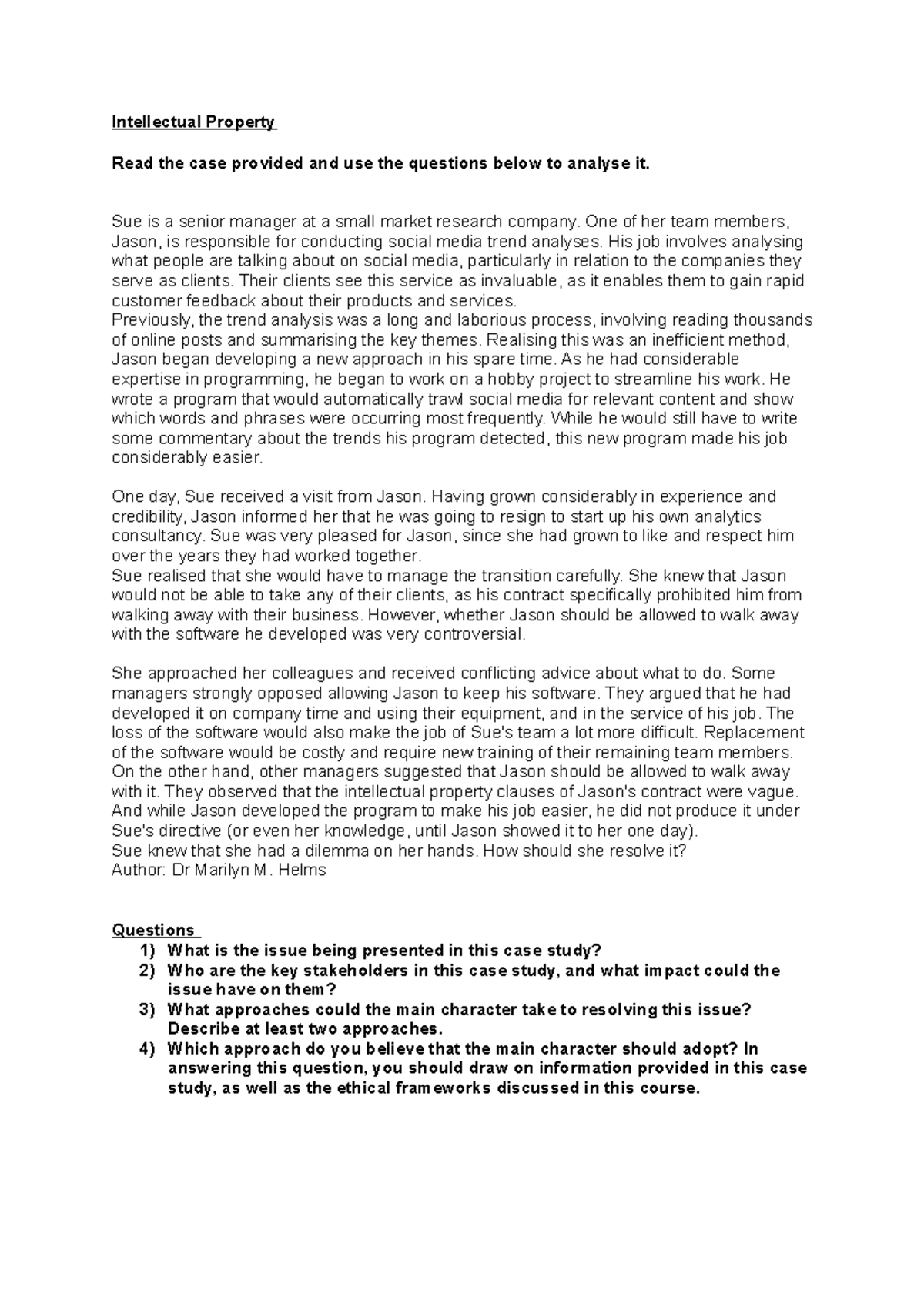 MGT10002 Revison - Case Study - Intellectual Property - Intellectual ...