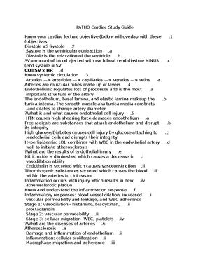 Patho Cardiac Objectives - Cardiac Lecture Objectives Describe the ...