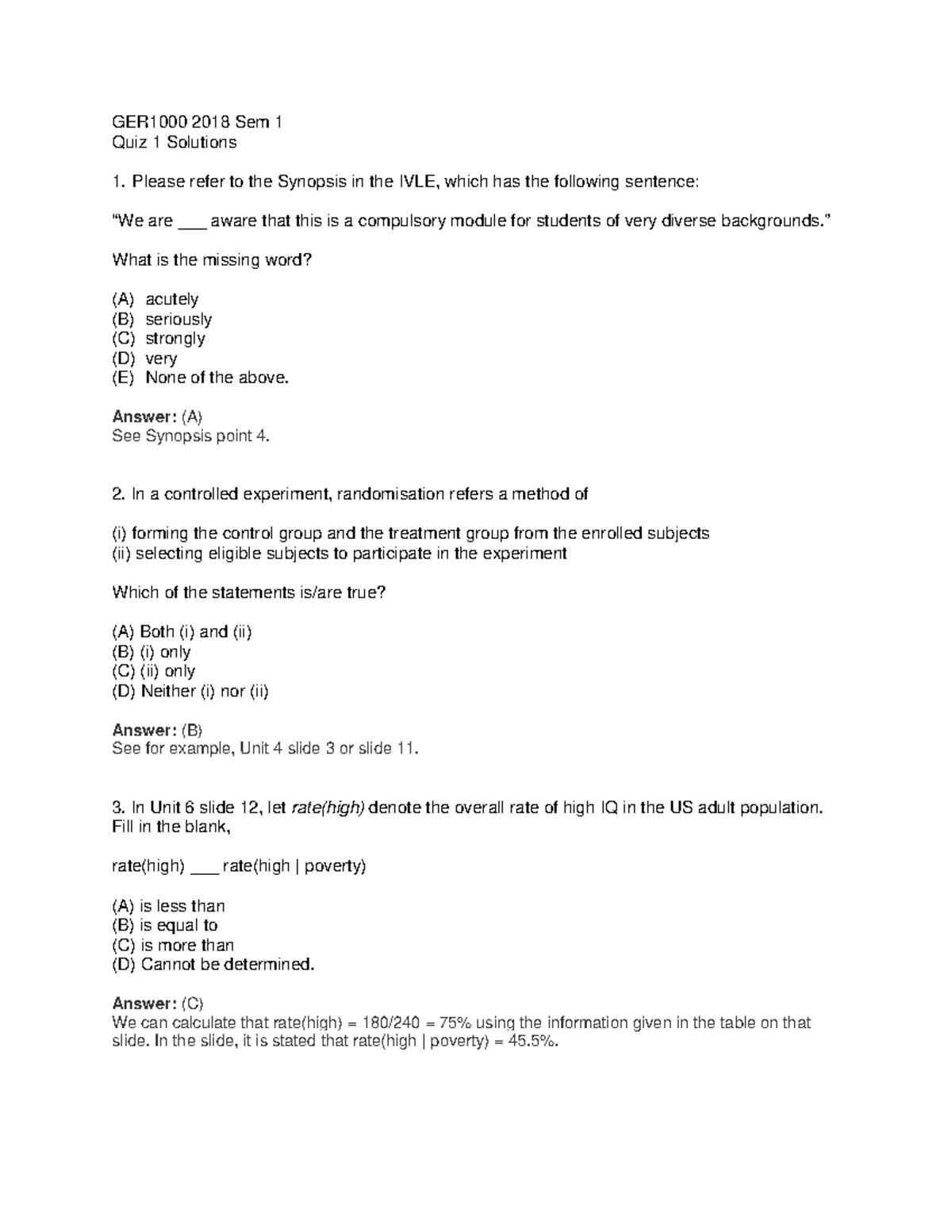 Quiz 1 with solutions set 4 - GER1000 2018 Sem 1 Quiz 1 Solutions ...