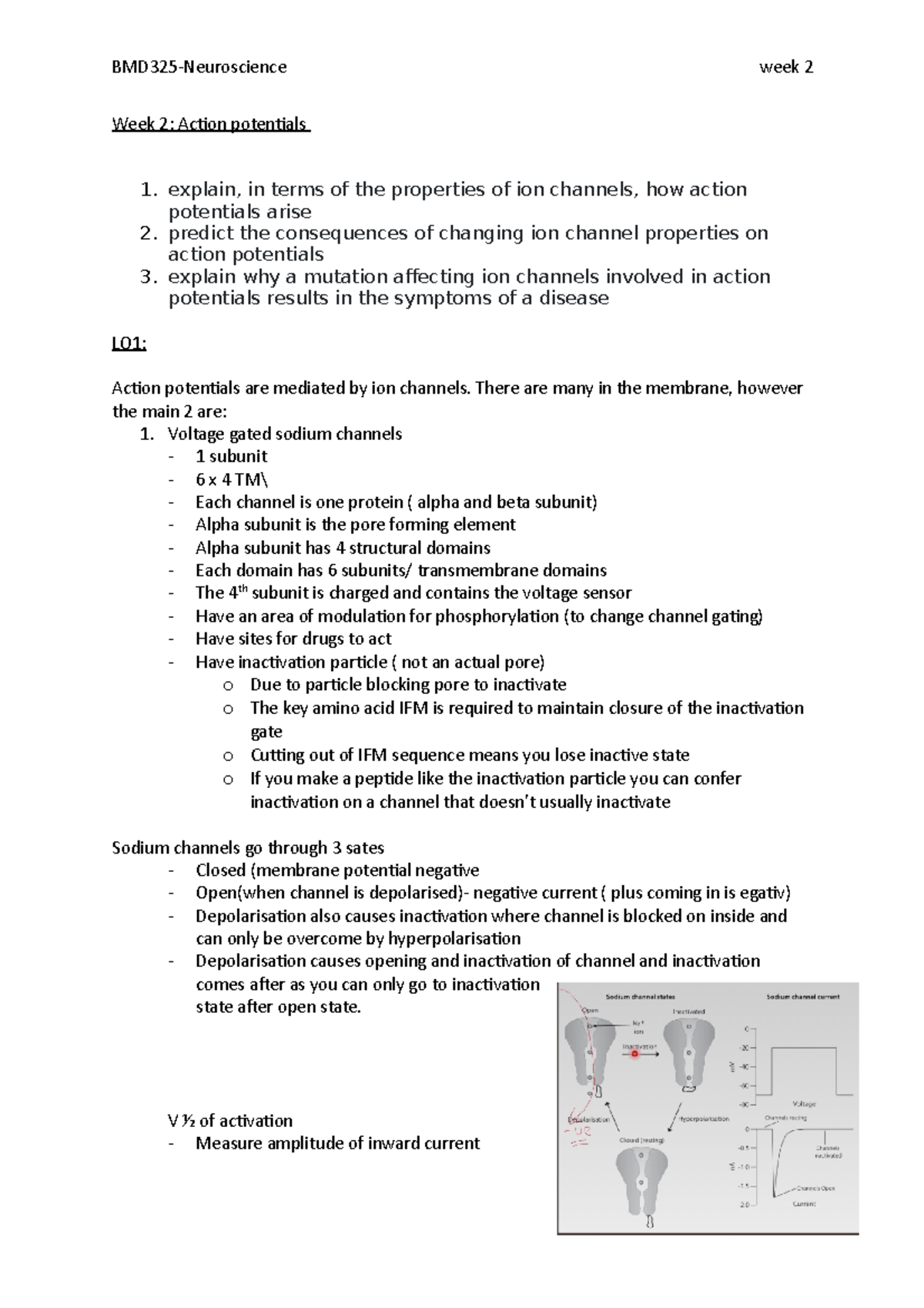 Week 2- Action potentials - Week 2: Action potentials explain, in terms ...