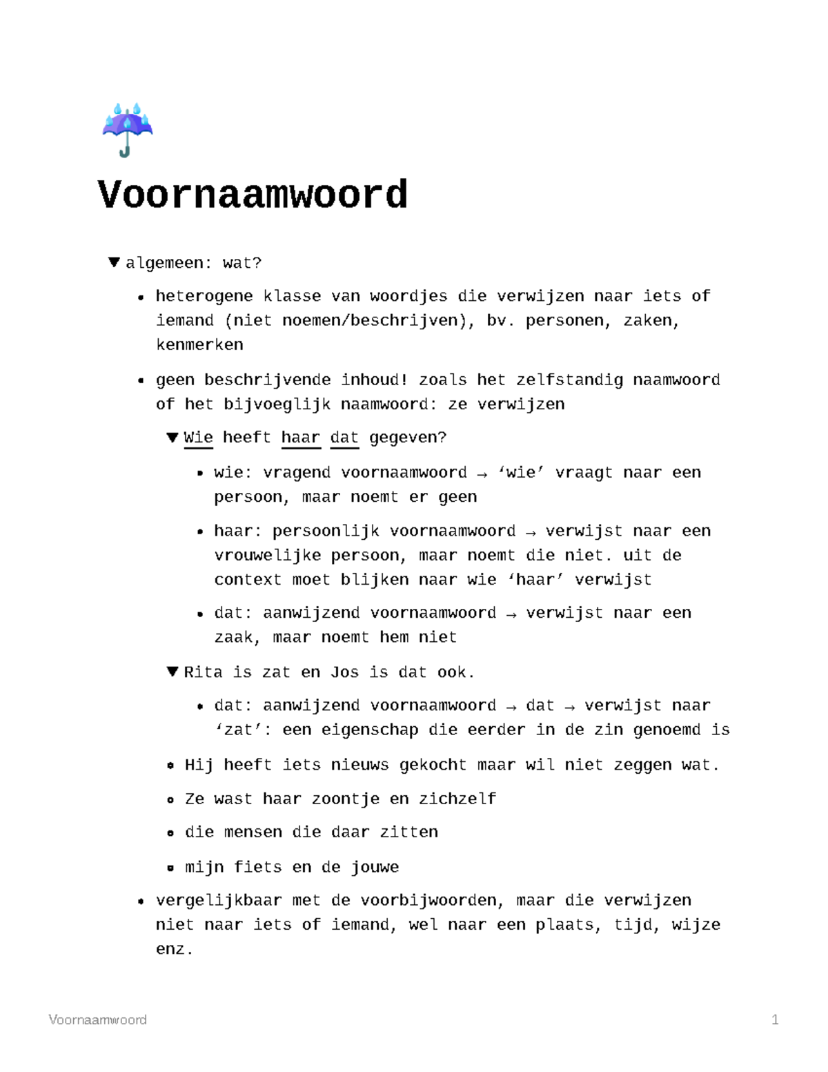 Woordsoorten Voornaamwoord Persoonlijk Bezittelijk Vragend