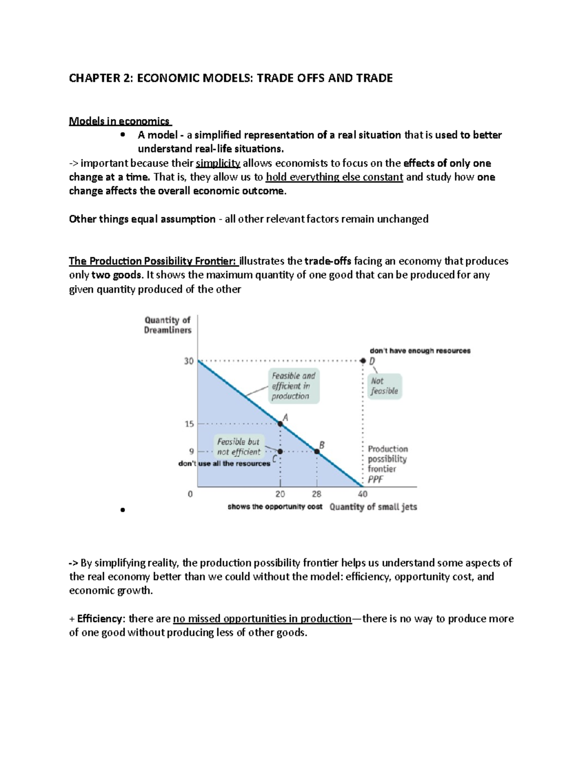 Economics Chapter 2 Summary - CHAPTER 2: ECONOMIC MODELS: TRADE OFFS ...