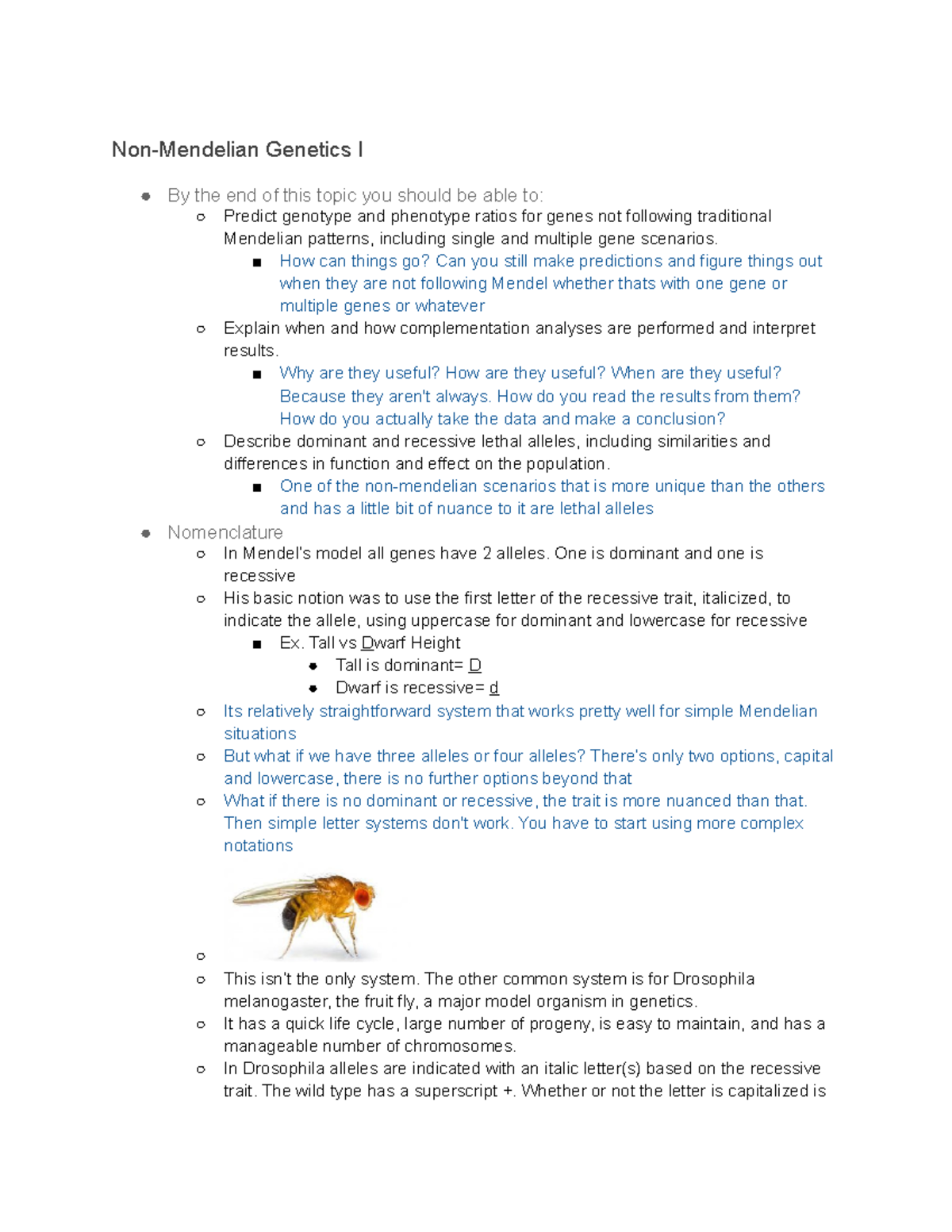 BICD 100 Non Mendelian Genetics I Non Mendelian Genetics I By The End 