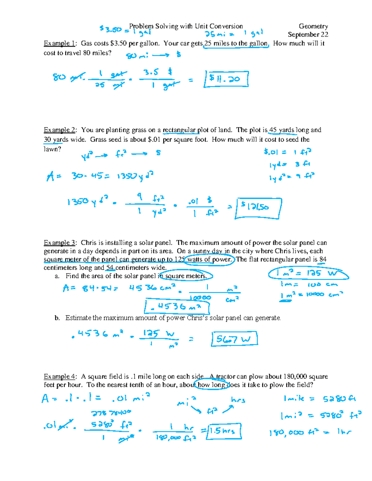 problem solving involving units of measurement