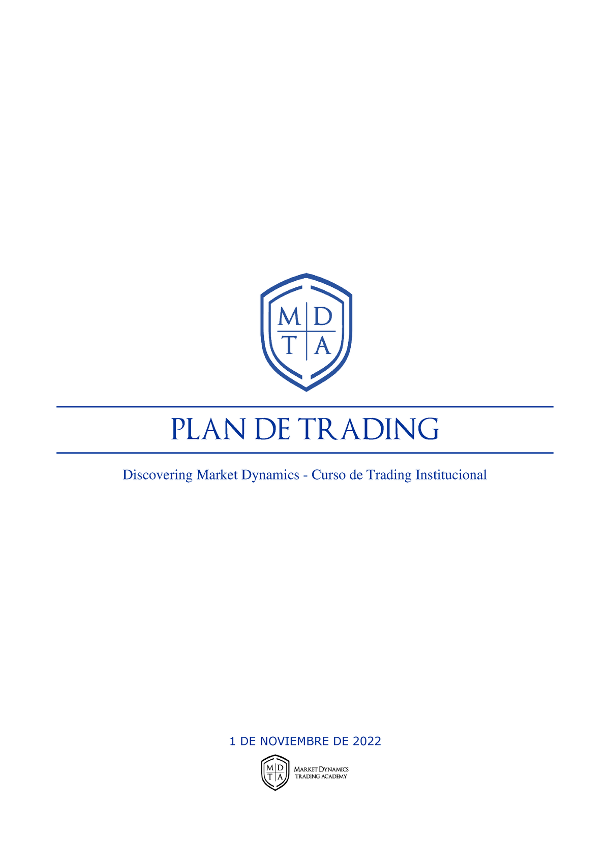 MDTAcademy Plan Operativo Trading Institucional - PLAN DE TRADING ...