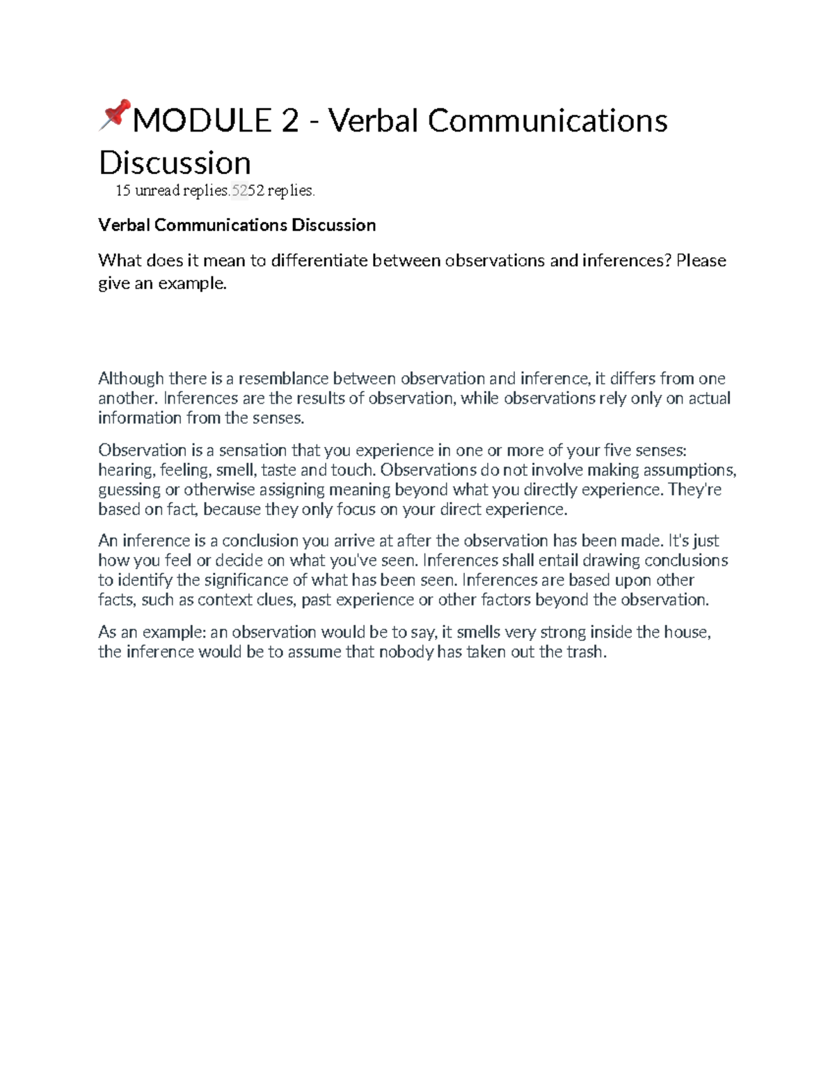 Module 2 Verbal Communications Discussion 📌MODULE 2 Verbal