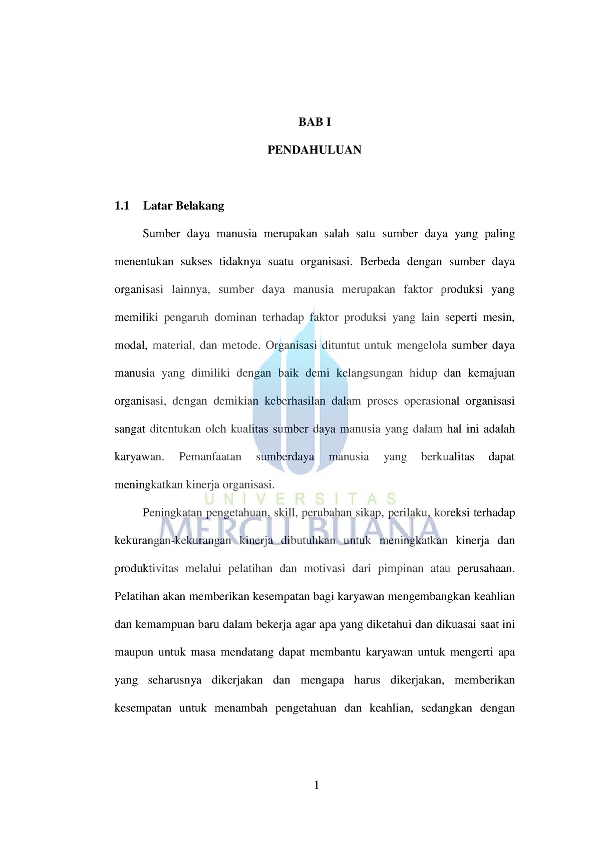 1. Pengaruh Pelatihan DAN Motivasi Terhadap Kinerja Karyawan DI Bagian ...